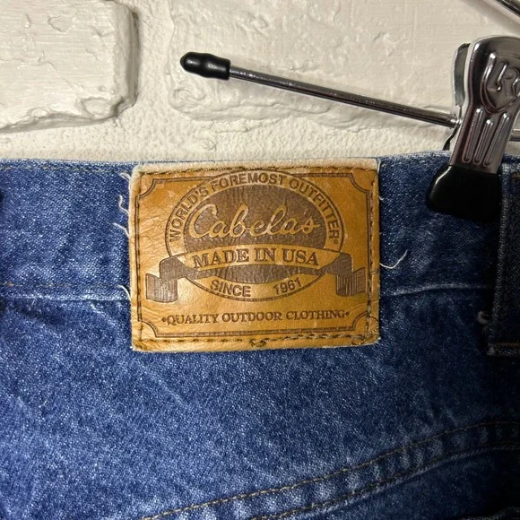 Vintage Cabella's Brush Guard Duck Jeans Brown Blue Pants Men's‎ Size 32x34 - Picture 6 of 8